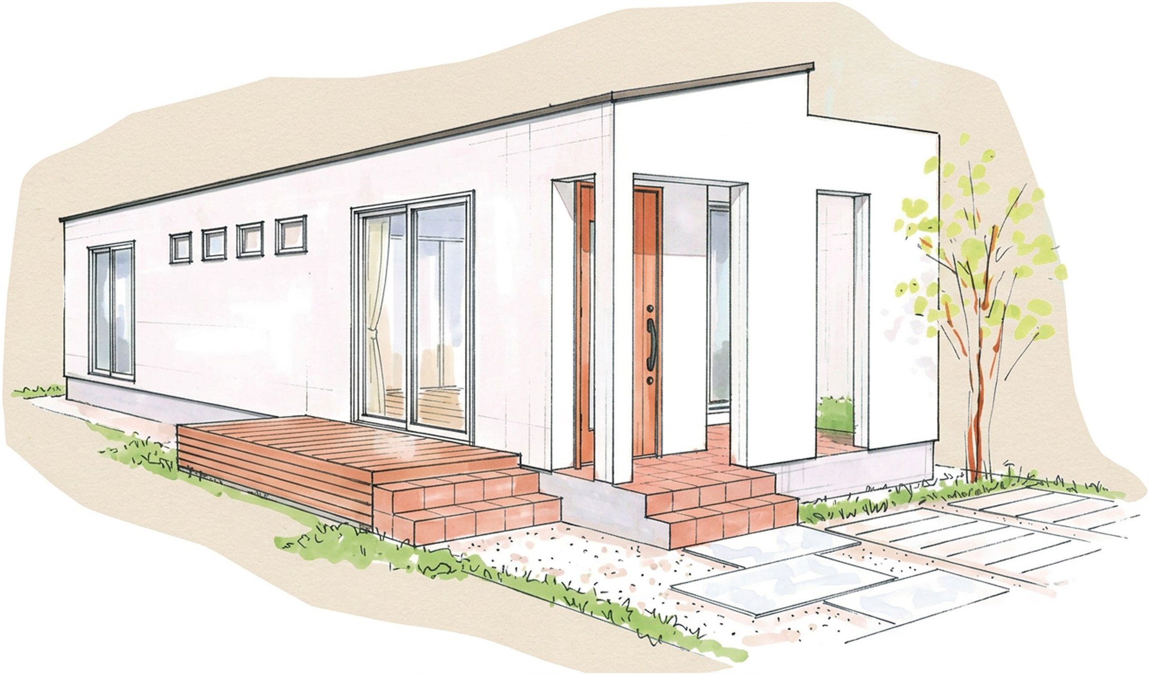 トラディションホームの住まいの外観イラスト