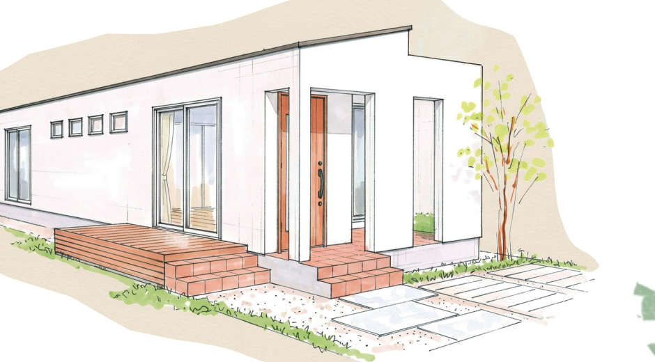 トラディションホームの住まいの外観イラスト