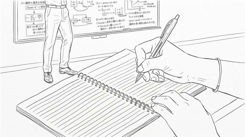 研修で学ぶ様子のイラスト